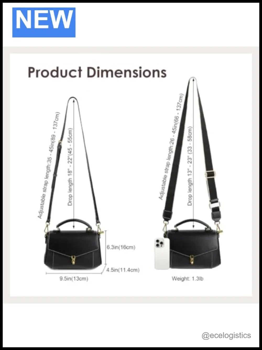 Women's Genuine Leather Crossbody Bag with Detachable Straps and Multiple